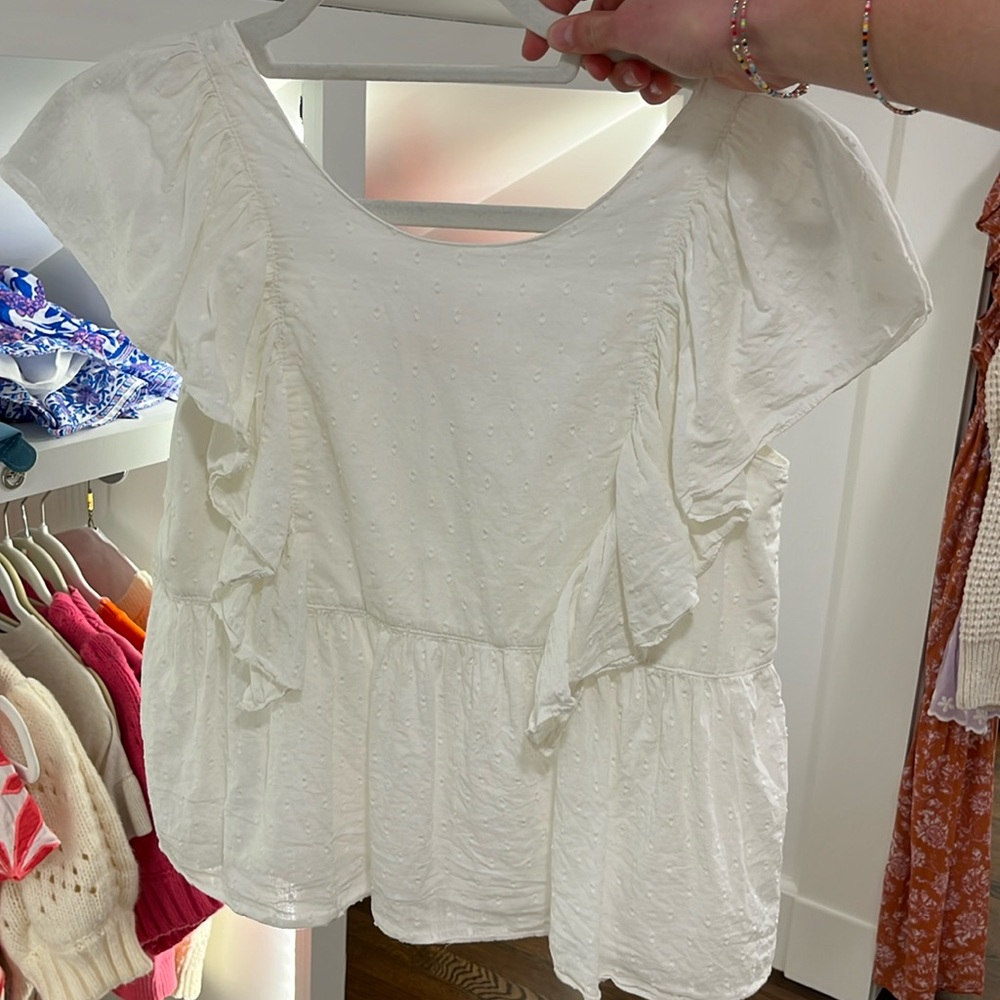White Ruffle Blouse